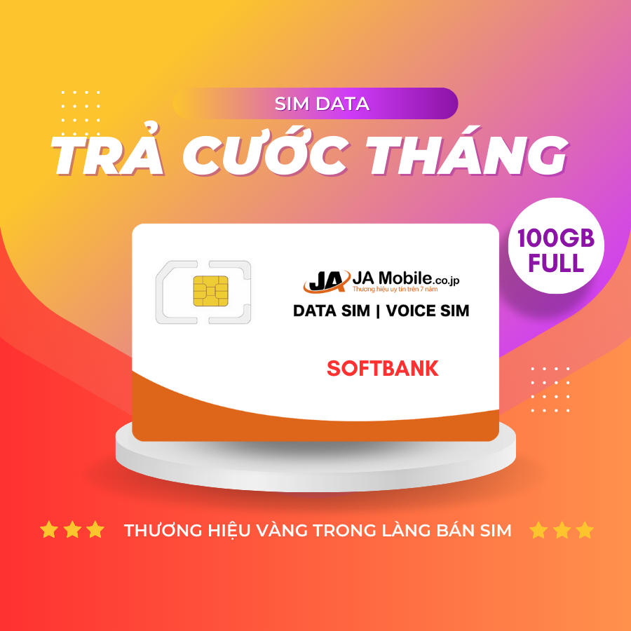 SIM Data Cước tháng - 100GB FULL - Softbank