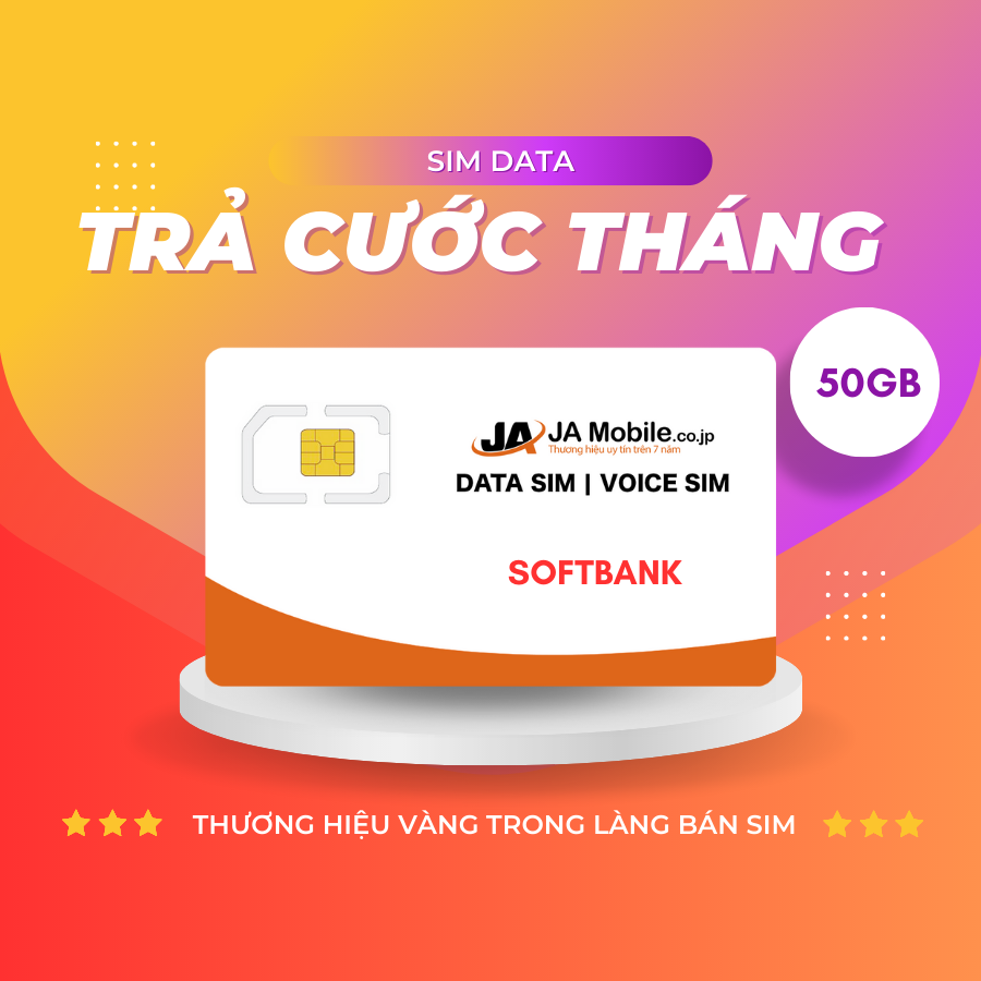 SIM Data Cước tháng - 50GB - Softbank